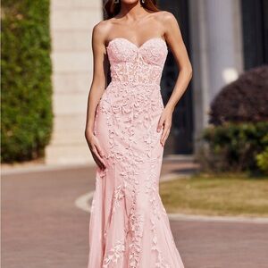 Pink Sequin Embellished Sweetheart Gown